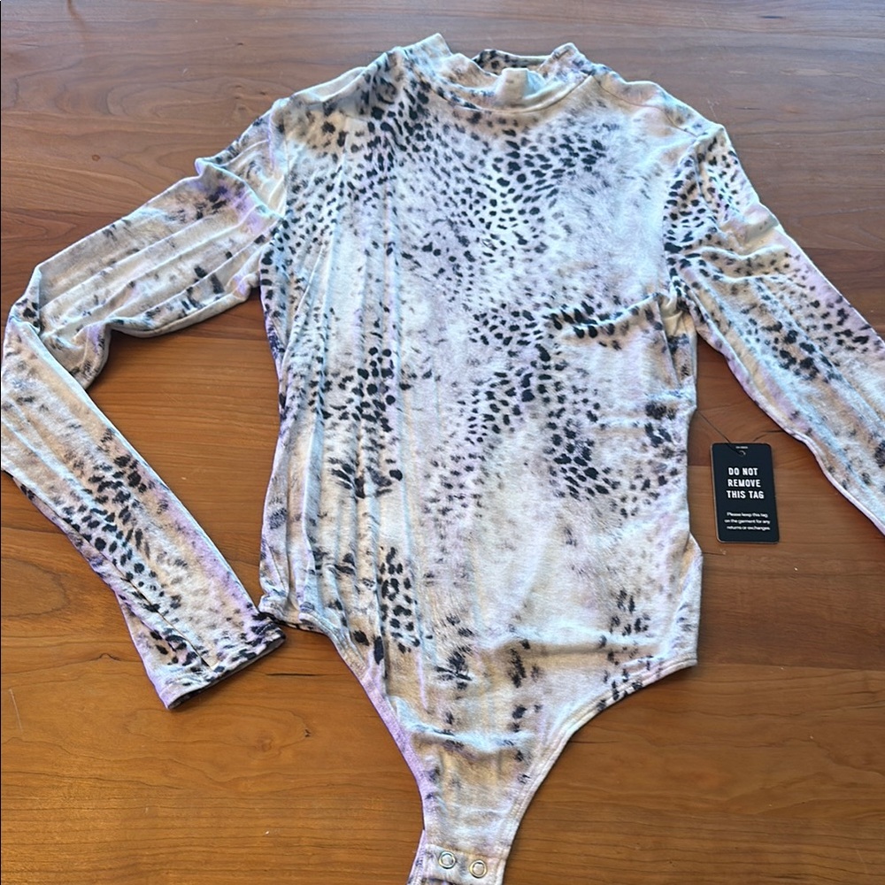Express Black and Cream Animal Print Bodysuit